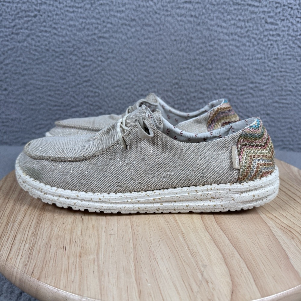 Hey Dude Wendy Womens 9 Tan Raffia Casual Shoes Slip On Comfort Southwestern - Picture 4 of 11